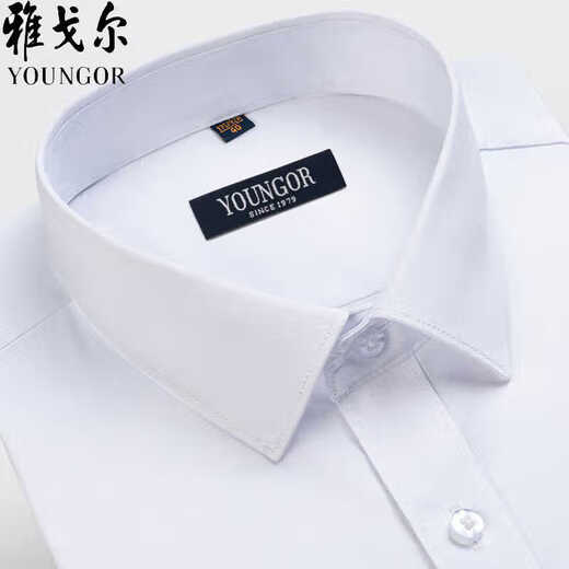 Bürgermeister Yager Herren-Langarm-Hemd 100% reines Baumwollgeschäft Casual Formal Nisplent Free Iron Work Occupation Weiße Auskleidung 6623 39 (Empfohlen 128-138jin [Jin gleich 0,5 kg]))