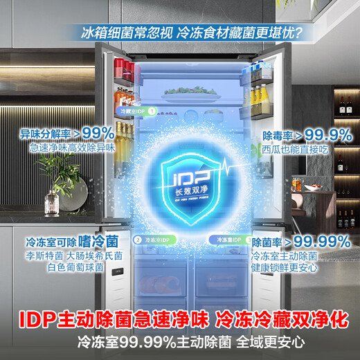 Rongsheng double-purified 509L cross-door refrigerator ultra-thin zero-embedded first-class energy efficiency air-cooled frost-free large capacity net odor trade-in gray BCD-509WD2FPQLA national subsidy