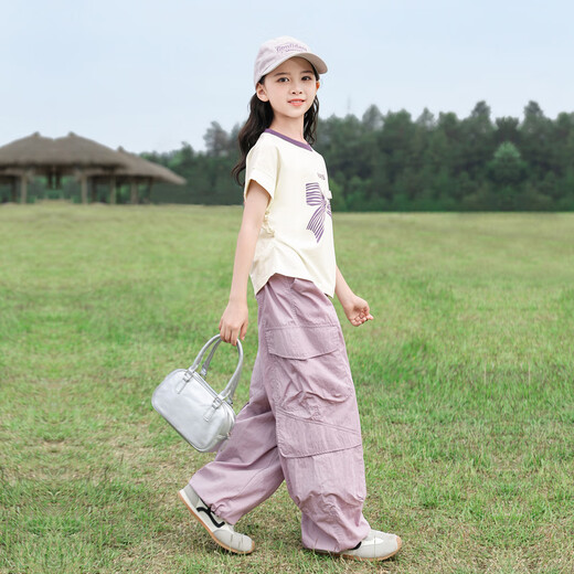 Yomi House Girls Casual Anzug Sommer 2025 Neue modische mittelgroße große Kinder Sommer Kinder Kurzarm Mädchen Arbeit Hosen Sommerkleidung