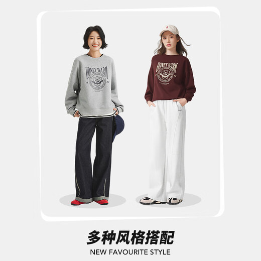 Hot Air Jacke für Frauen 2025 Herbst Neues Frauen -Retro -Muster lässig und vielseitig amerikanischer Retro Sweatshirt 09 Gray S