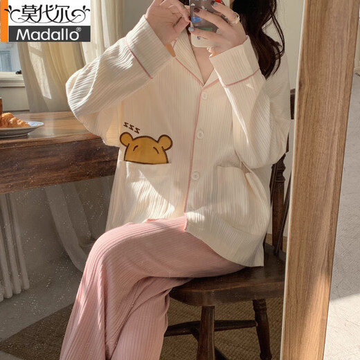 莫代尔2025年新款睡衣女款春秋夏季棉质长袖甜美可爱小熊学生家居服套装 3523 M (建议80-100斤)