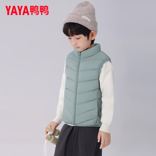 Yaya (YAYA) children's down vest for boys and girls, autumn and winter wear inside and outside, medium and large children's clothing, light school uniform artifact vest jacket K gray blue 130 /64