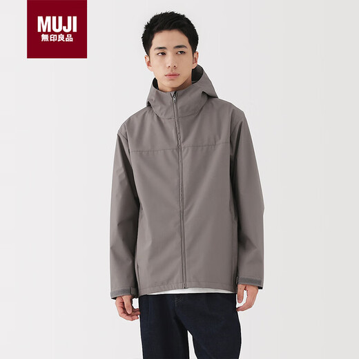 MUJI Men's Waterproof Hooded Jacket Men's Jacket Autumn AD0X5A5A Gray L