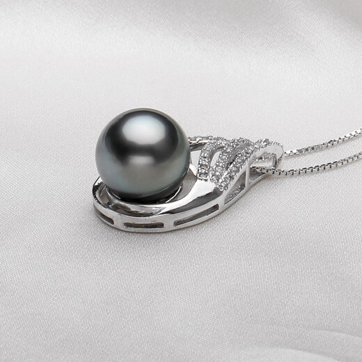 DL 1998 Fat Donglai same style Tahitian pearl pendant single short clavicle chain 925 silver round black mother-of-pearl necklace 12mm-13mm