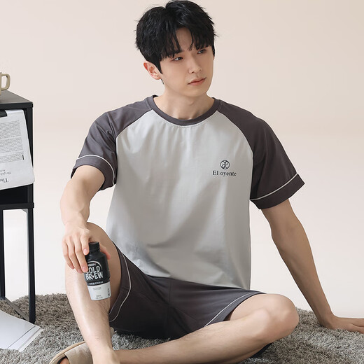 
Yalu 2025 new summer striped pajamas for men for summer teenagers short-sleeved men pure cotton home clothing for men large size HDE-9928 L