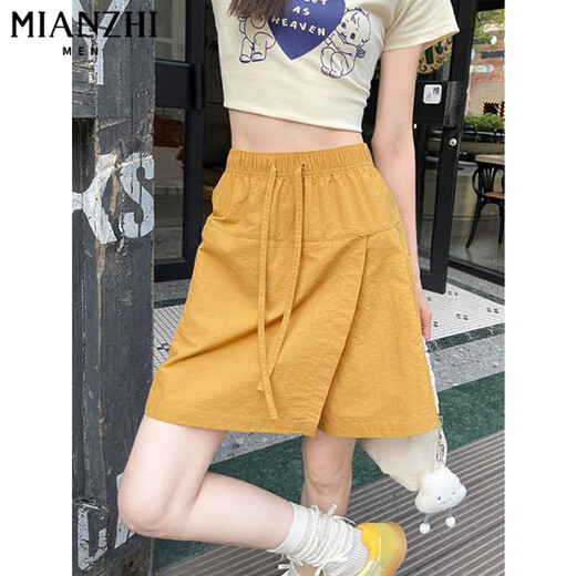 Cotton Summer Silk Yamamoto Travail Vêtements Shorts pour femmes 2025 New Style Small Person High Taist Slim A-Line Pantaler Jirt 603 Navy Blue [High Quality 19.5] XL 120-140JIN [Jin est égal à 0,5 kg]