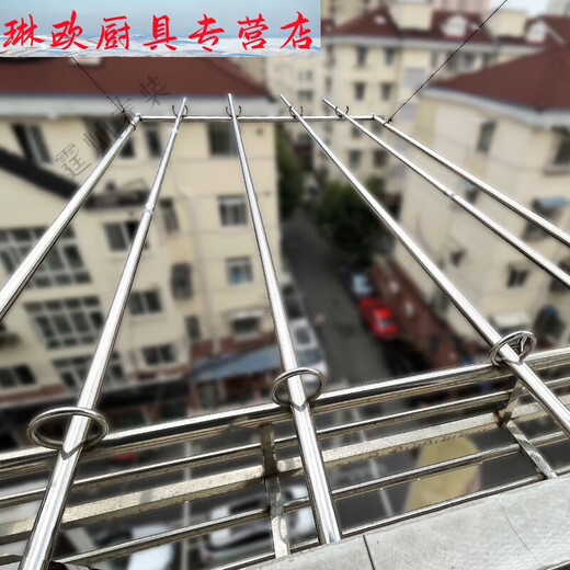 CLCEY定制不锈钢免打孔晾衣杆加粗竹竿单杆室内阳台伸缩杆室外晒被子晾 1583米(不锈钢复合管) 3支装