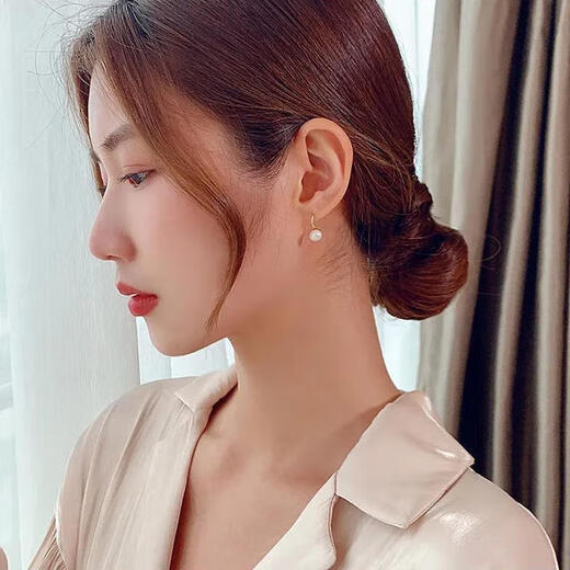 Light luxury freshwater pearl high heels earrings simple women's earrings