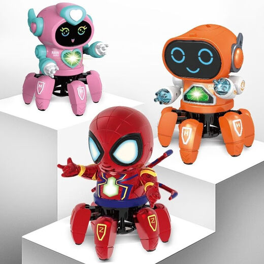 
brother care six-claw robot toy electric singing and dancing robot boys and girls lighting music children's birthday gifts six-claw robot - pink battery version (send disposable battery)