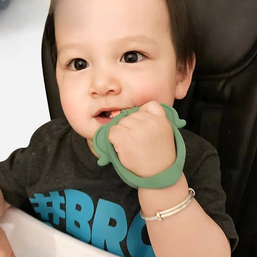 LNGA LANDGRE baby three-dimensional teether baby anti-eating hand bite bite music silicone teething stick creative food grade elephant three-dimensional model pink