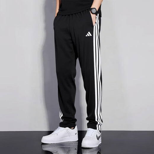 Adidas Men's Casual Pants 2025 Autumn New Sports Pants Running Training Pants Breathable and Comfortable Knitted Trousers JE6430/Three Stripes Small Feet/Photo Refund 5 L 180/86