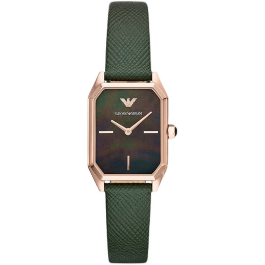 阿玛尼（Emporio Armani）Armani方糖小绿表女ins潮流复古皮带石英简约小方表AR11149 AR11666