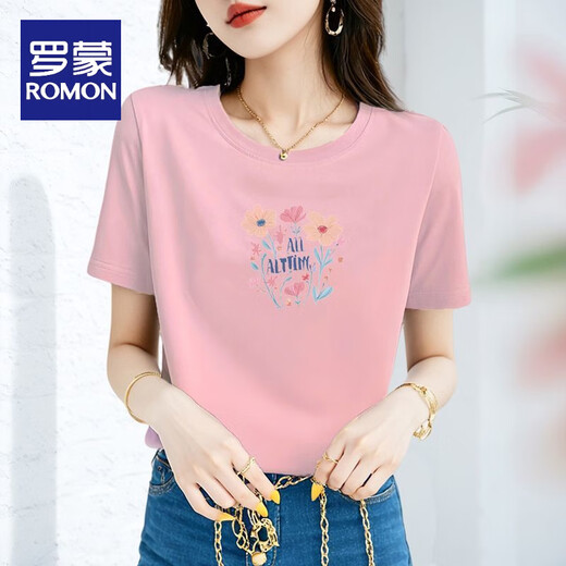 罗蒙（ROMON）t恤女纯棉短袖2025夏季新款宽松显瘦休闲简约t恤设计感小众上衣 白色 【纯棉】695 S