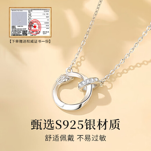 Chinese jewelry sterling silver snake double ring necklace for women 2025 new pendant anniversary birthday gift for girlfriend