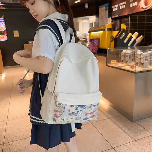 书包女高中生初中生小学生双肩包大学生电脑包简约时尚旅行背包 灰色 SG8459