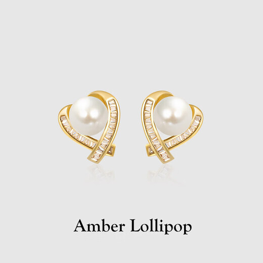 Amber Lollipop freshwater pearl earrings for women, light luxury earrings, love earrings, anniversary birthday gifts for girlfriend and wife