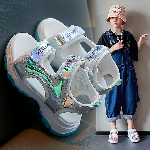 Kenhu Girls Sandals 2024 Été Nouvelle semelle douce Sole non glissée pour enfants Chaussures de plage mode moyenne-grand-fille fille princesse chaussures rose [9902] 26 _shoe Longueur est d'environ 16,5 cm