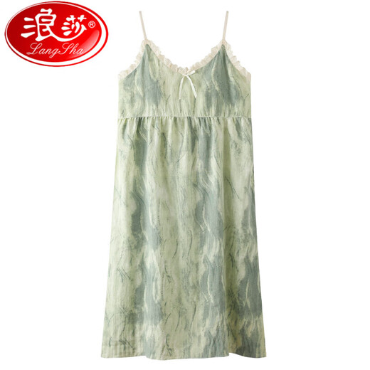 浪莎（LangSha）吊带睡裙女带胸垫夏季薄款棉高级感睡衣纯欲少女休闲连衣裙 QM6624 M