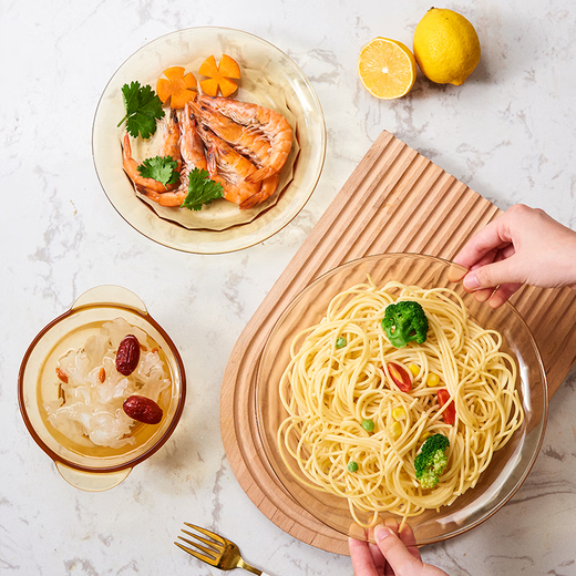 Glass bowl and plate, high borosilicate, high temperature resistance, microwave and refrigeration, fruit plate, soup bowl, vegetable plate, soup bowl, household rice bowl, Yizhuan noodles bowl 1050ML (1 pack)