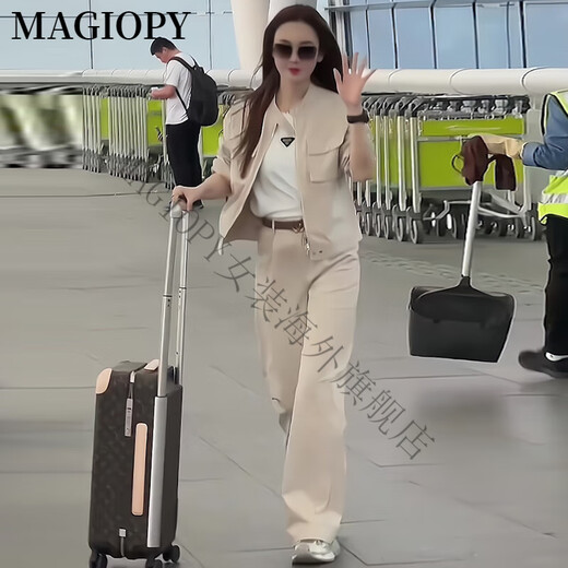 MAGIOPY国际奢侈高档品牌酷飒休闲时尚套装女冬季2025新款港风高级感外套 卡其色两件套 M(101-110斤)