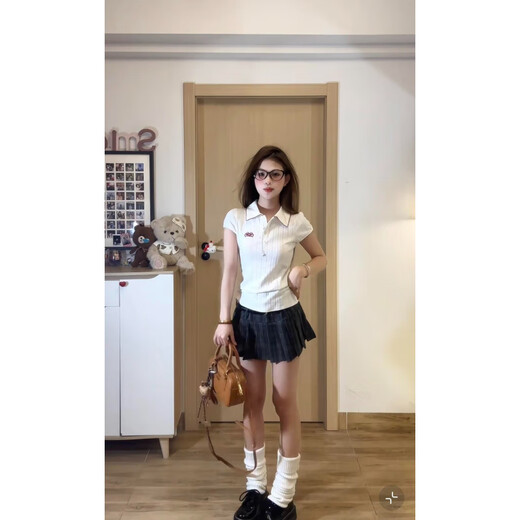 蝶娇诺（DIEJIAONUO）连衣裙子女夏季2025新款韩系多巴胺纯欲风美式甜辣妹穿搭女套装 白色上衣+裙子+腰带 M