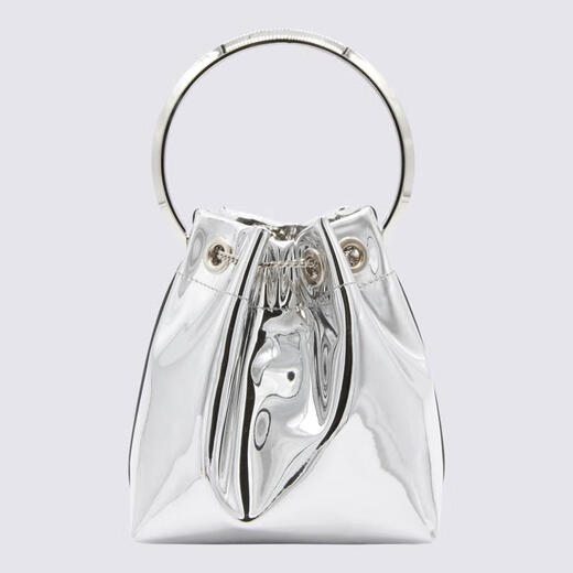 Jimmy Choo Metal Bucket Ladies Handbag Logo embellished tassel design Large capacity daily commuting bag White TU