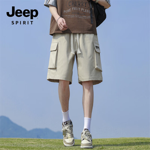 JEEP SPIRIT shorts men's summer new casual trend loose five-point cool work pants 717 black XL