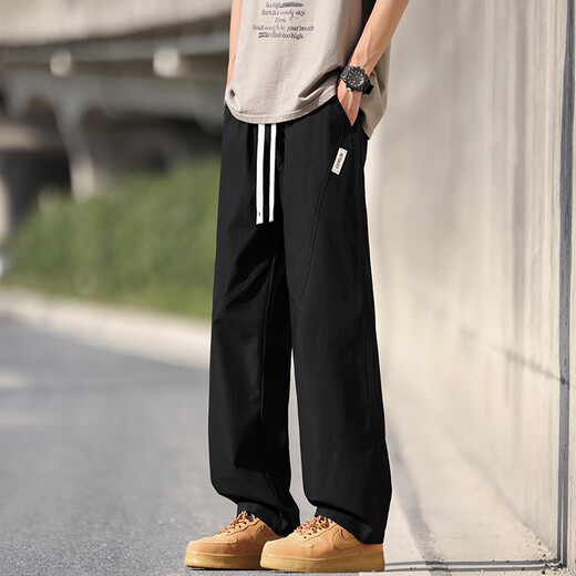 Seven Wolf summer ice silk pants for men's thin new style trendy loose straight pants for men's breathable casual quick-drying trousers for men K6636 Khaki 4XL about 170~190Jin [Jin equals 0.5 kg] can be worn