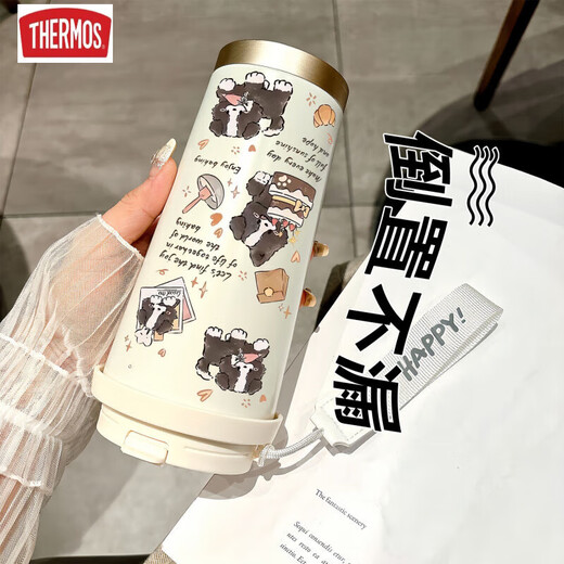 膳魔师（THERMOS）开心小狗保温杯不锈钢学生专用咖啡杯手拎便携新款男女水杯高颜值 DX1048毛绒百变小狗+配挂绳 陶瓷内胆