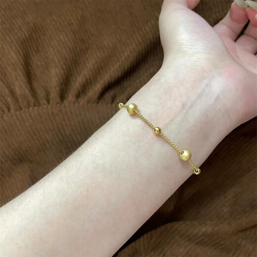 Chow Tai Fook Chinese Valentine's Day gift good luck bracelet for women, light luxury niche 2025 new style 18k gold titanium steel exquisite non-fading transfer bead pull-out bracelet adjustable