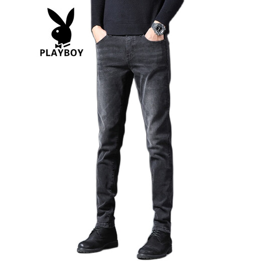 
Playboy (PLAYBOY) Hong Kong high-end summer black jeans men's 2025 new elastic slim straight feet Korean version long trousers black 1048 black 28