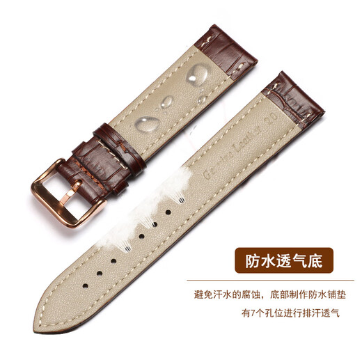 CASTLEKNIGHT Gee Leather Strap Calf leather pin buckle bracelet adaptation 6193/8199/6211/6205/6205 leather chain brown + silver pin buckle 20mm