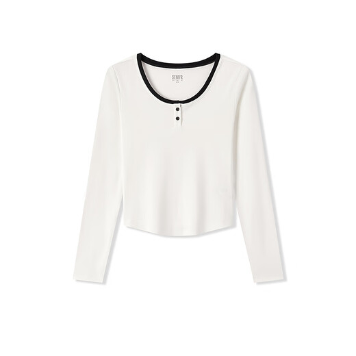
Semir long-sleeved T-shirt for women short contrasting color base shirt simple style autumn fake two-piece slim clothes 101524101005