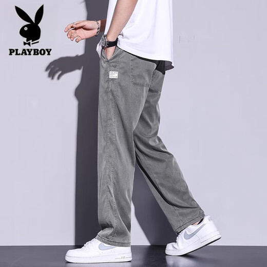 Playboy Ice Silk Pantalon décontracté pour hommes en été mince pantalon droit lâche pour hommes dans la marque de mode masculine polyvalente Sports Men's Cool Long Pantal