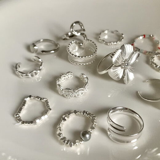 Ring women's design niche, no fading, pearls, silver, open light luxury jewelry wholesale retro ring J3893