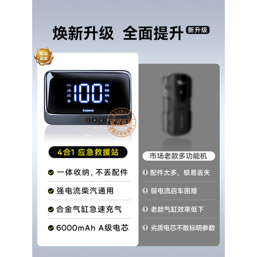 BASEUS New Car Emergency Starter Power Supply Air Pump Portable Car Battery Match 2025 Top Version Integrated Storage Four Cores