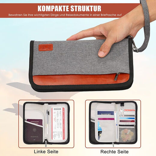 New portable waterproof travel document bag anti-theft brushing RFID passport clip large capacity long passport bag orange