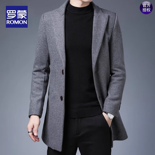 Romon Veste en laine à double face pour hommes Veste de costume en laine mi-long pour hommes en automne et en laine épaisse épaisse brise-vent pour hommes Recommandation noire L [111-125jin [Jin est égal à 0,5 kg]]]