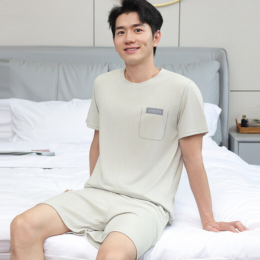TTPMER睡衣男士夏季棉质短袖加大码薄款宽松中青休闲家居服套装可外穿 9928【H系列男短袖短裤套装】 175 L 【建议100-130斤】