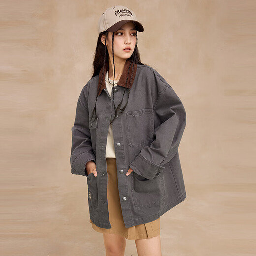 Champion champion work jacket men's new British barn jacket women's Bath style lapel trend carbon gray XS