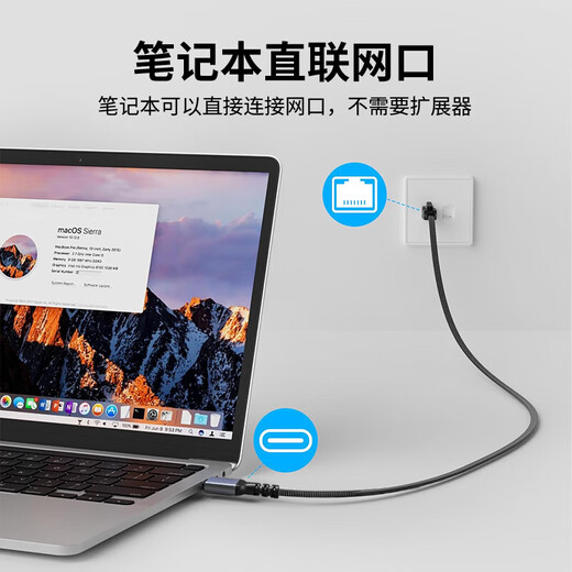 北山雀 Type-C转千兆网线 手机笔记本电脑网络连接线手机连接路由器千兆网络线转接线 1米 BSQ-680