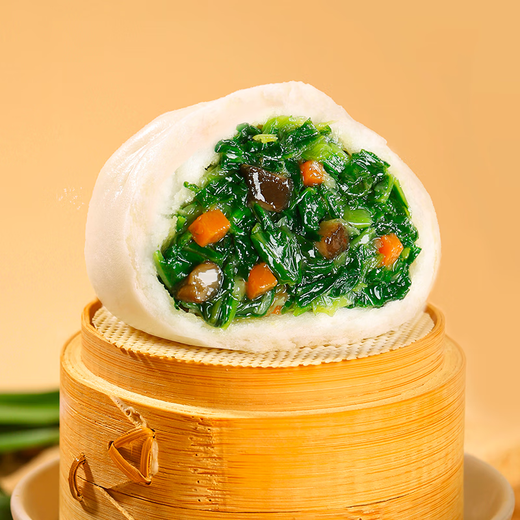 巴比 香菇菜包300g*2包 共12只早餐包子菜馒头生鲜面点 速食方便菜  