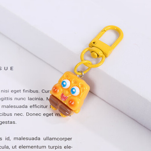 Student keychain cute cartoon pendant girl schoolbag accessories gift best friend [3 packages] fat + sponge + star