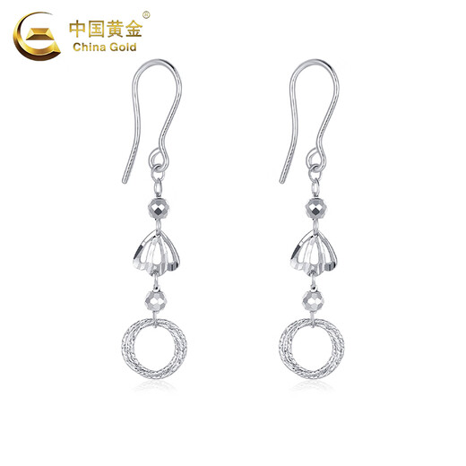 China Gold (CHINA GOLD) PT950 platinum wire-wound ring ear hooks for women, new high-end Valentine's Day birthday gift for girlfriend and wife, platinum wire-wound ring ear hooks, one pair, about 2.9g