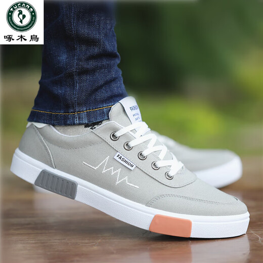 Woodpecker net shoes men's breathable and odor-proof casual shoes men's shoes versatile new shoes men's trendy shoes men's trendy sports shoes black gold 6636-canvas shoes 40 sports shoes standard code
