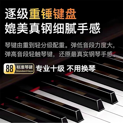 Pains electric piano 88-key hammered electronic piano for adults and children, home practice for beginners, professional kindergarten teacher grade examination piano, 88-key wood grain brown + beginner model, official standard configuration