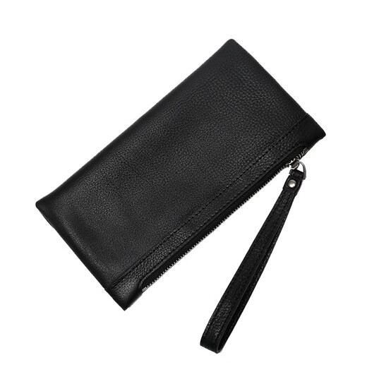 
ANYSMIC luxury brand bag men's bag men's handbag genuine leather casual zipper mobile phone bag large capacity clutch wallet black