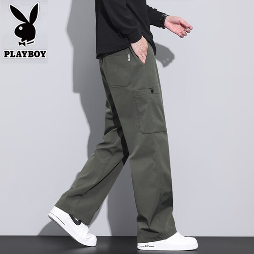Pantalon décontracté Playboy pour hommes en été mince pantalon d'hommes en liberté pour les pantalons de paratrooper d'été pantalons de travail de charge sportive américaine pour hommes 9856 Military Green [Summer Thin] 4xl [180-200jin [Jin est égal à 0,5 kg]]]
