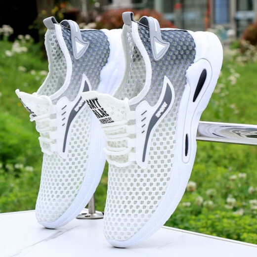 Changxiang Huili Mesh Men's Shoes 2025 NUEVO SUMMER HOLLABLE ALEGRO LIGRO MESH ZAPATOS LIGEROS SUGPORIOS SUGROS CORRAL CASA SOPORTES FH-882-DD BLANCO Y AZUL 42