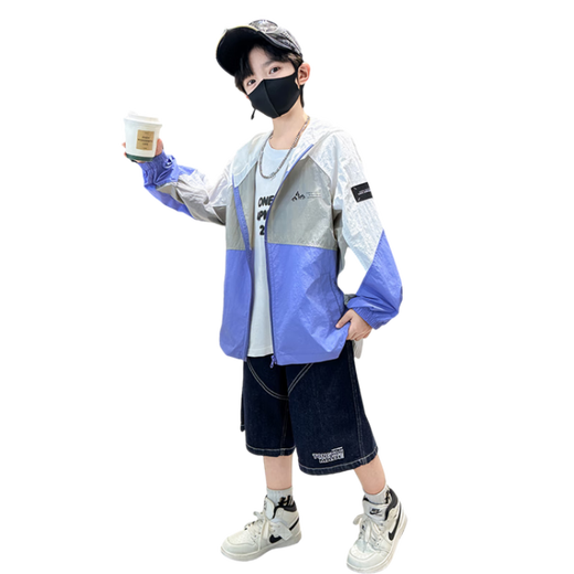 Children's sun protection clothing summer 2025 new boys' sun protection clothing summer style outdoor quick-drying skin clothing for boys and girls blue 120 cm